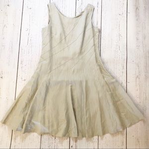 Calvin Klein tan linen fit and flare dress 14 midi